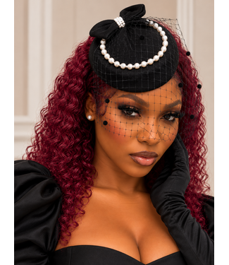 Graced In Pearls Fascinator - Black