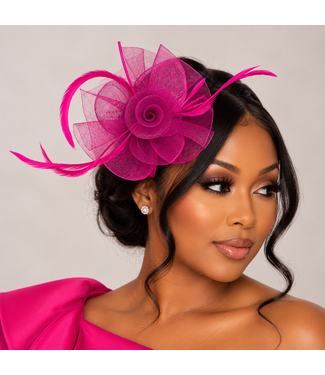 Hello Rose Fascinator - Fuchsia