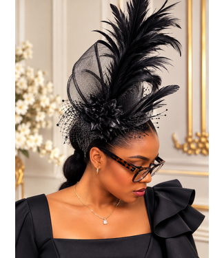 Windsor Bloom Fascinator - Black