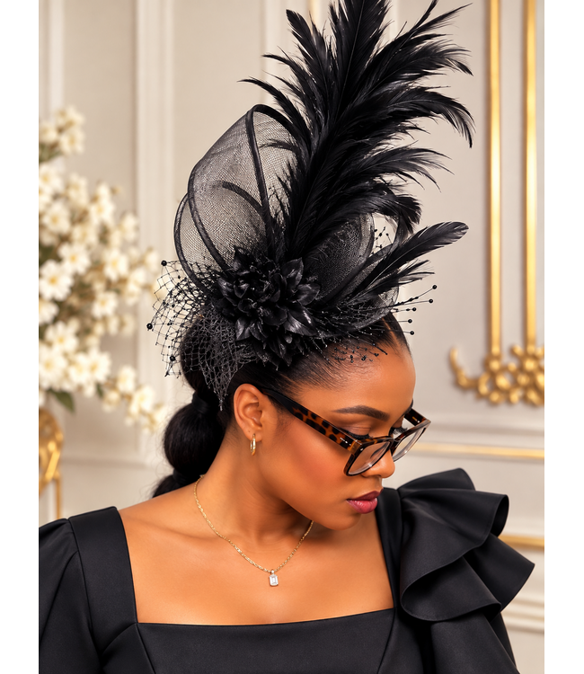 Windsor Bloom Fascinator - Black