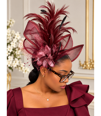 Windsor Bloom Fascinator - Burgundy