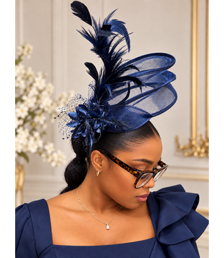 Windsor Bloom Fascinator - Navy