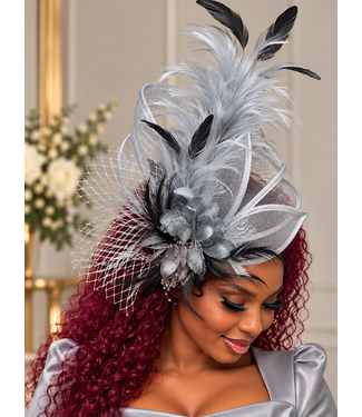 Windsor Bloom Fascinator - Grey
