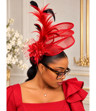Windsor Bloom Fascinator - Red