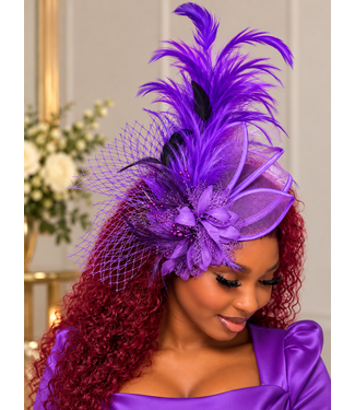Windsor Bloom Fascinator - Purple