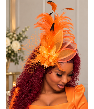 Windsor Bloom Fascinator - Orange