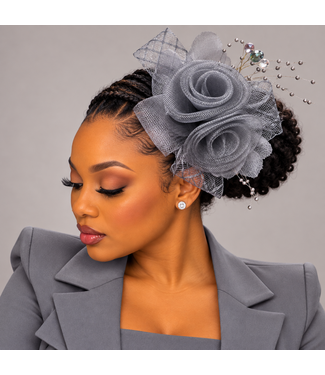 Grand Bloom Fascinator & Corsage - Grey