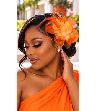 Lady Prestige Fascinator & Corsage - Orange
