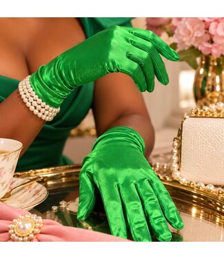 Satin Gloves - Green
