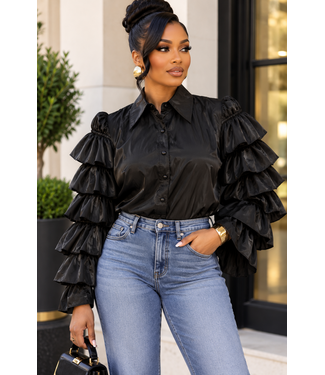 Opulent Beauty Ruffle Top - Black