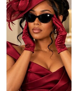 Satin Gloves - Burgundy