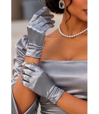 Satin Gloves - Grey