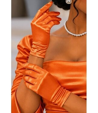 Satin Gloves - Dark Orange