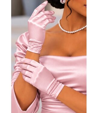 Satin Gloves - Light Pink
