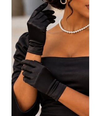 Satin Gloves - Black