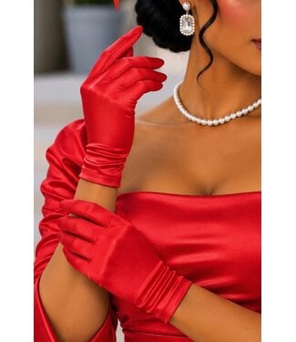 Satin Gloves - Red