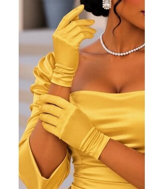 Satin Gloves - Golden Yellow