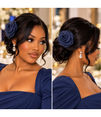 A Rose For You Rosette Fascinator & Corsage - Navy
