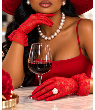 Lace Gloves - Red