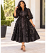 Petal Frenzy Buttoned Dress - Black