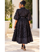 Petal Frenzy Buttoned Dress - Black
