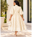 Petal Frenzy Buttoned Dress - Ivory