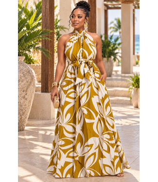 Botanical Breeze Maxi Dress  - Wasabi