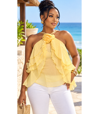 Lovely Day Ruffle Top - Yellow