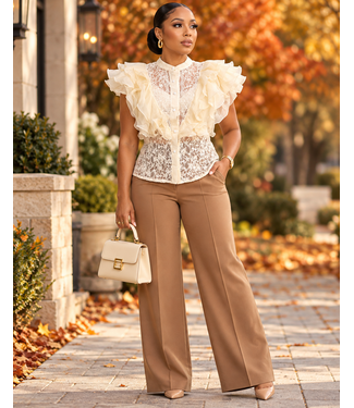 Lace Moments Ruffle Top - Ivory