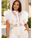 Lace Moments Ruffle Top - White