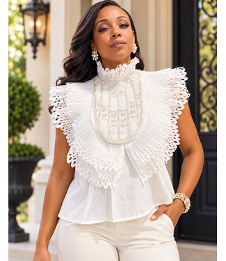 Darling Details Ruffle Top - White