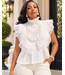 Darling Details Ruffle Top - White