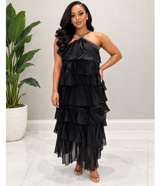 Forever Grace Ruffle Dress - Black