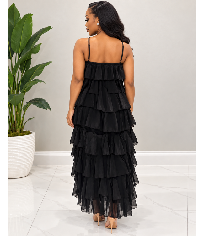 Forever Grace Ruffle Dress - Black