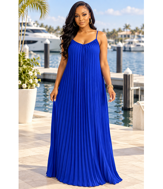 Go Along Pleated Maxi Dress - Royal Blue