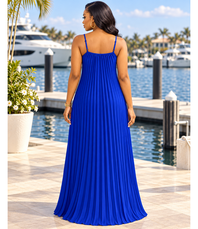 Go Along Pleated Maxi Dress - Royal Blue