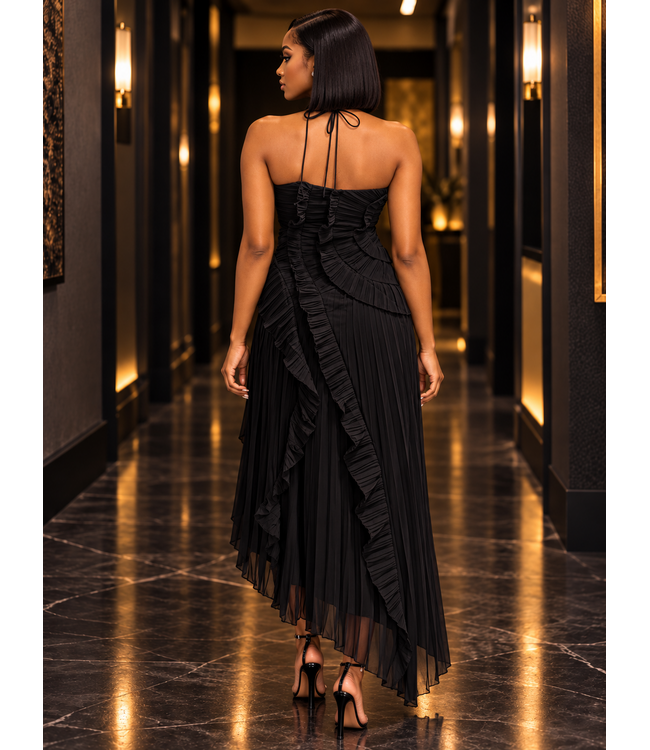 Effortless Mood Ruffle Dress - Black
