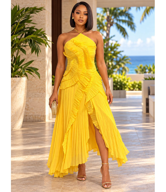 Effortless Mood Ruffle Dress - Yellow
