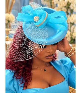 Pure Elegance Fascinator - Aqua