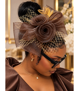 Double The Love Fascinator - Brown