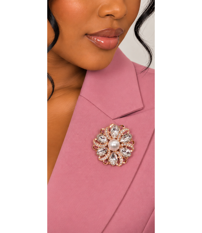 Elegant Keepsake Brooch - Gold Pearl