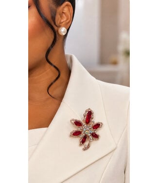 Magnolia Spark Brooch - Red