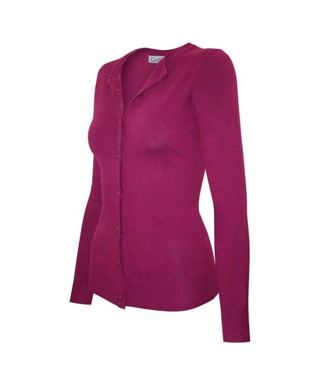 Magenta Round Neck Cardigan