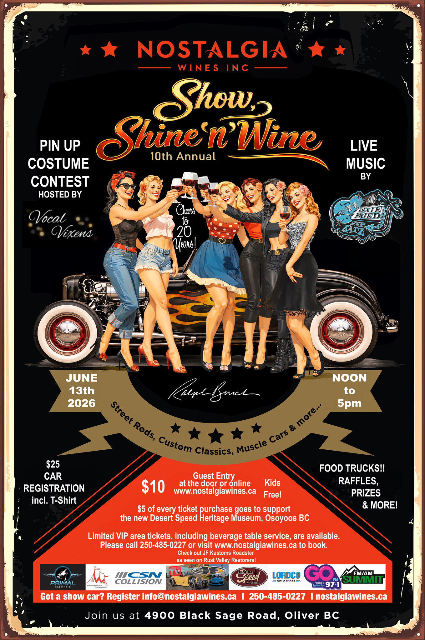 $10 Public General Admission to the 2026 Nostalgia Wines Show, Shine 'n' Wine Car Show