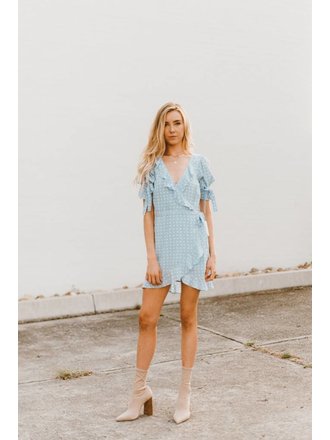 for love and lemons periwinkle wrap dress