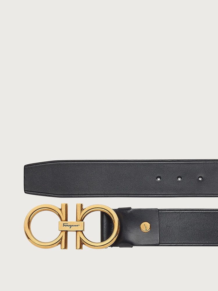 salvatore ferragamo belt black and gold