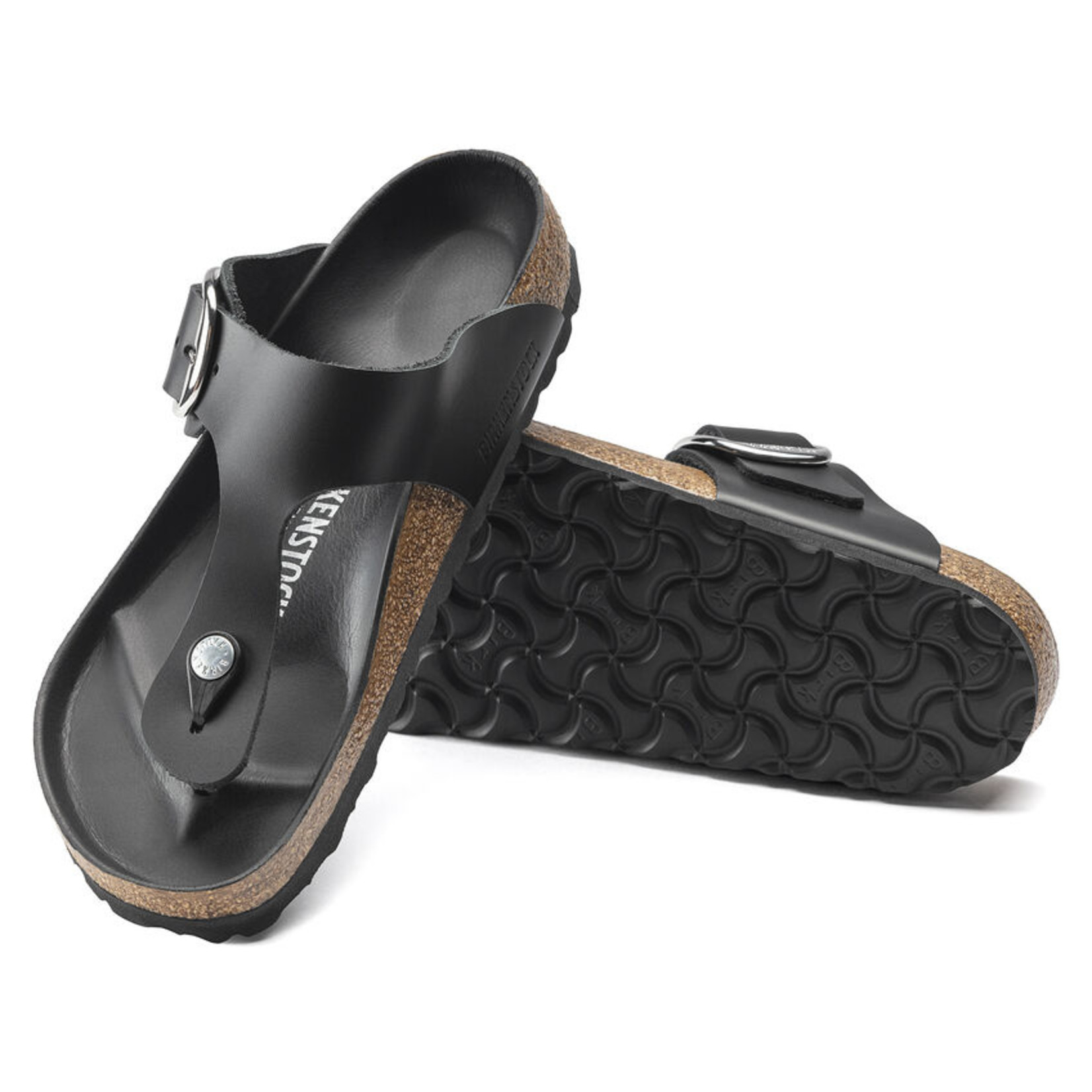 BIRKENSTOCK GIZEH BIG BUCKLE CUIR BLACK 1018776 -  ETROITE