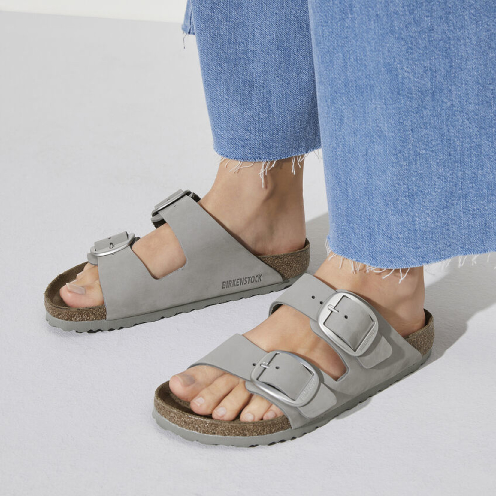 BIRKENSTOCK ARIZONA BIG BUCKLE NUBUCK LEATHER DOVE GREY - 1021751  REGULAR/WIDE