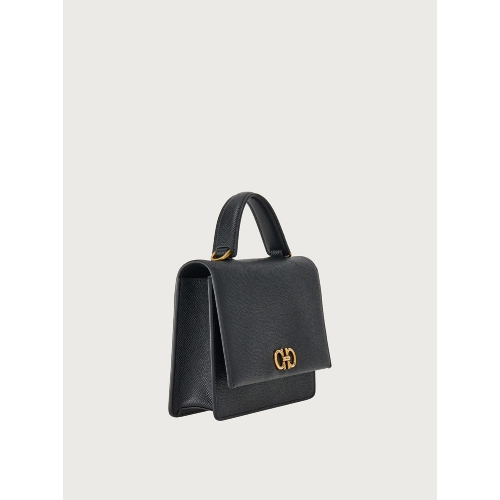 Gancini Mini Leather Clutch in Black - Ferragamo