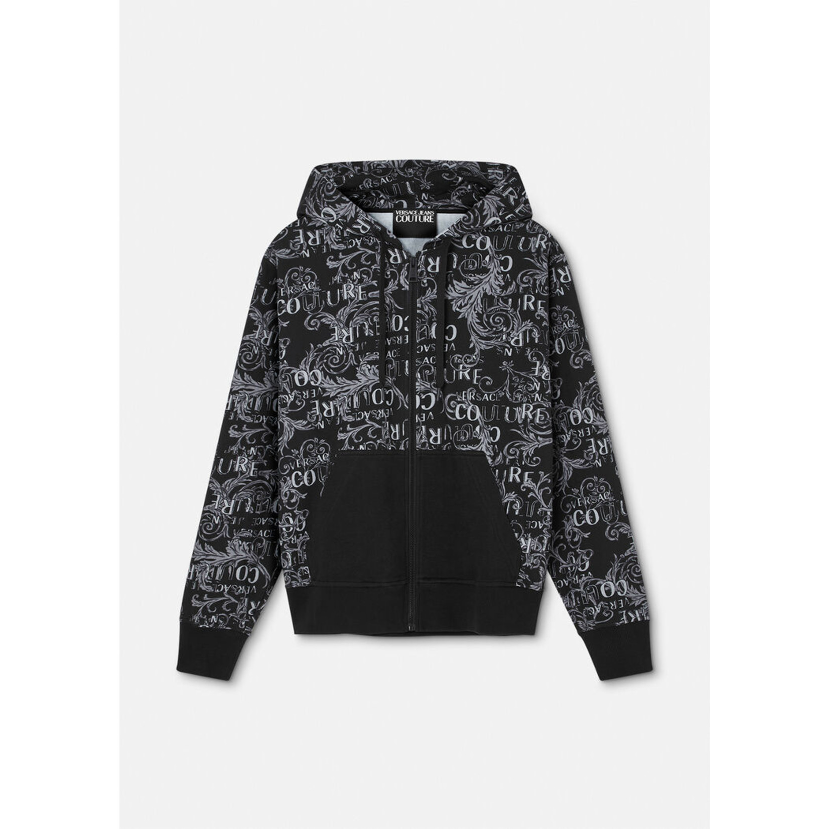 Versace Jeans Couture zip-up logo print hoodie - Black